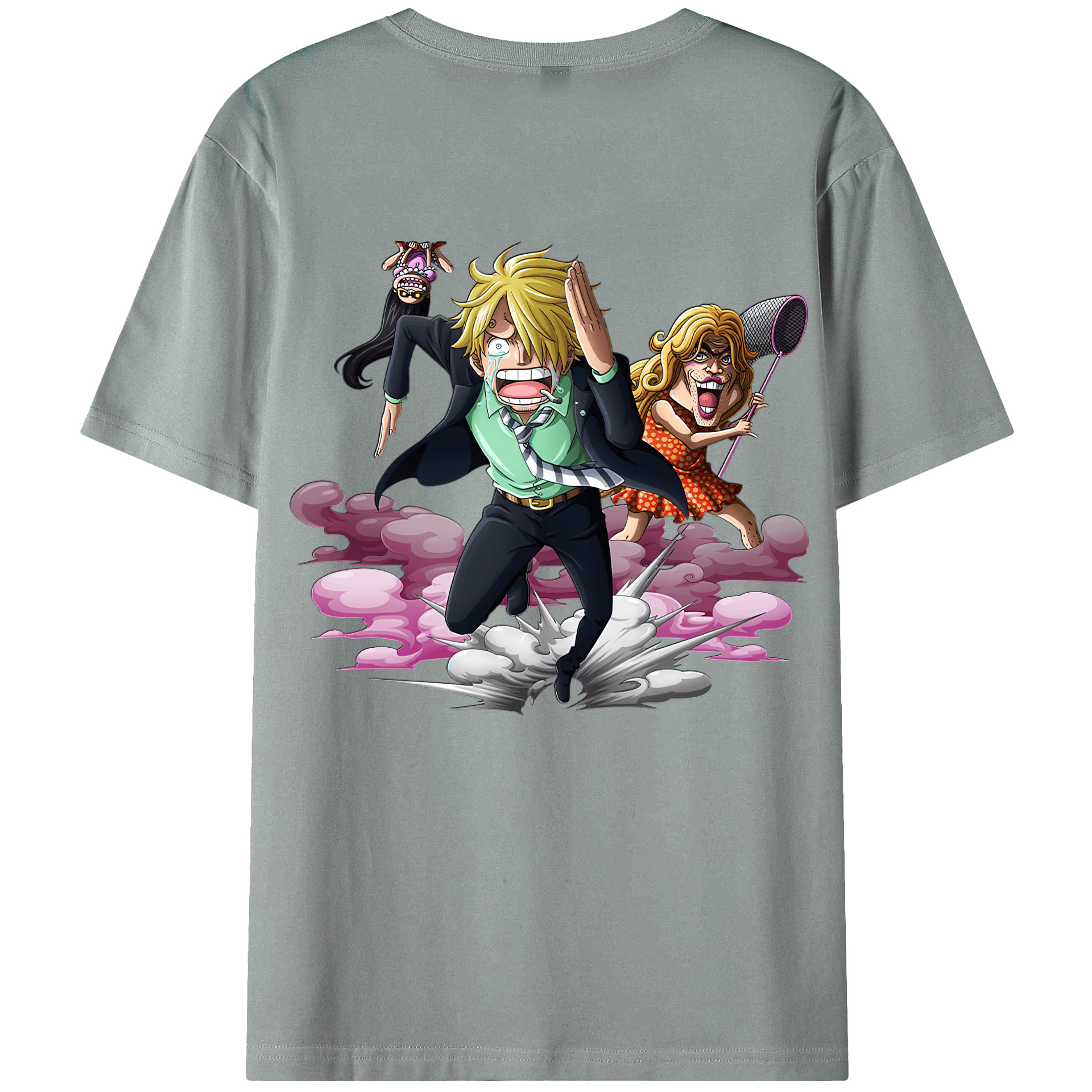 （画像用） ワンピース サンジ ONE PIECE Sanji 綿100％ メンズ半袖Tシャツ（バックプリント） 通気性